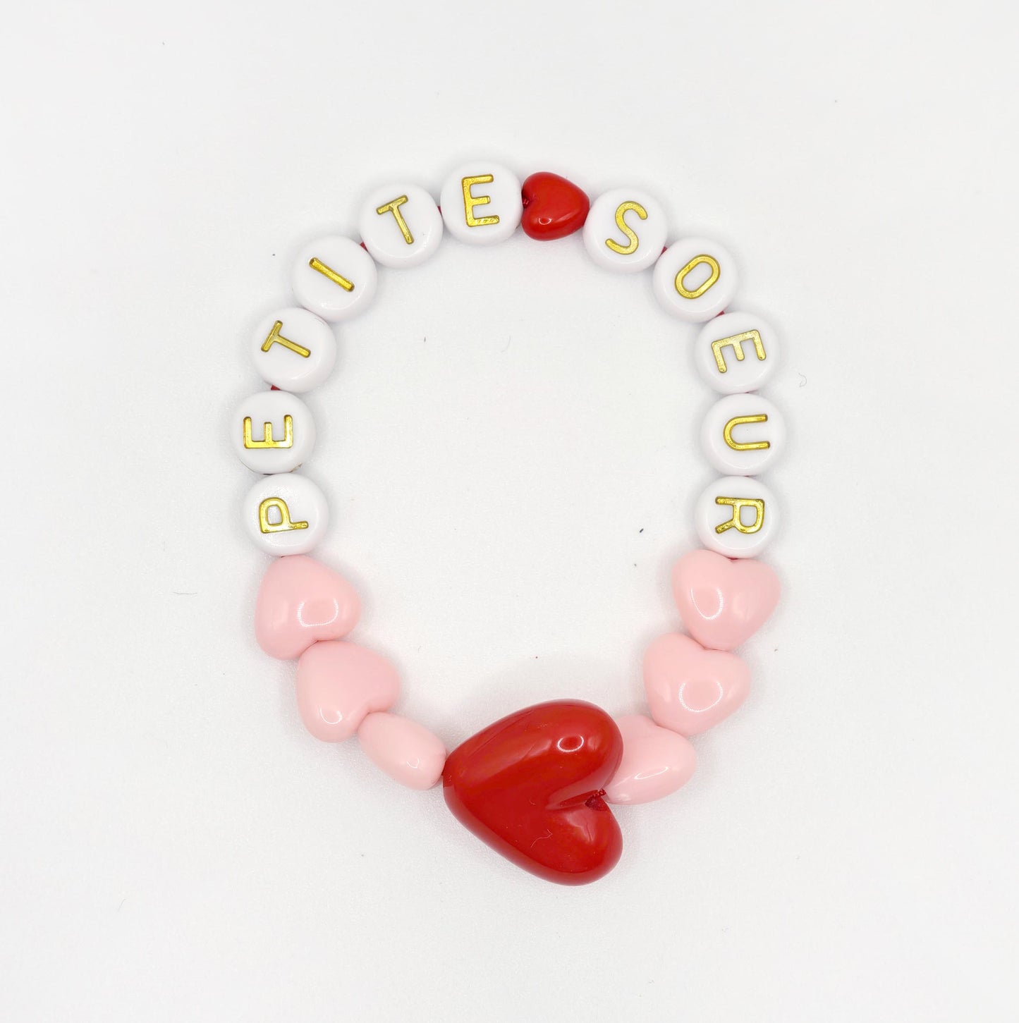 Bracelet GAGA - Candy, Blanc doré  & Maxi coeur Rouge