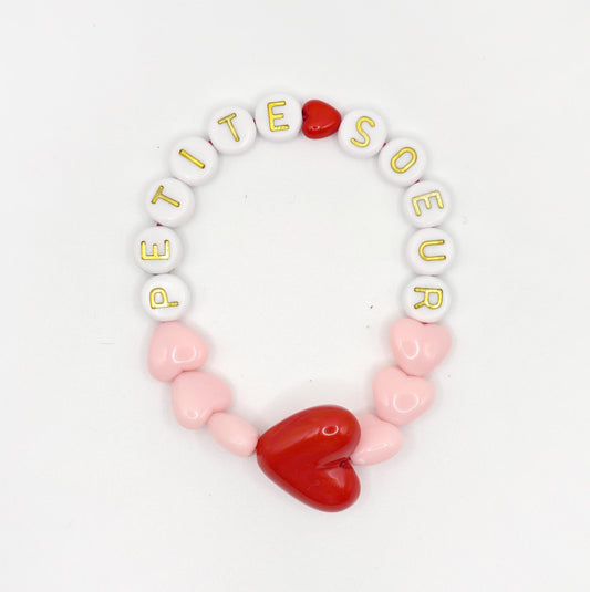 Bracelet GAGA - Candy, Blanc doré  & Maxi coeur Rouge