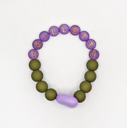 Bracelet GAGA - Kaki, Violet doré  & Maxi coeur Lila