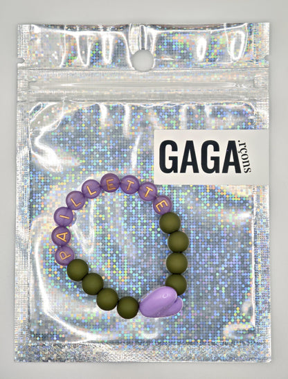 Bracelet GAGA - Kaki, Violet doré  & Maxi coeur Lila