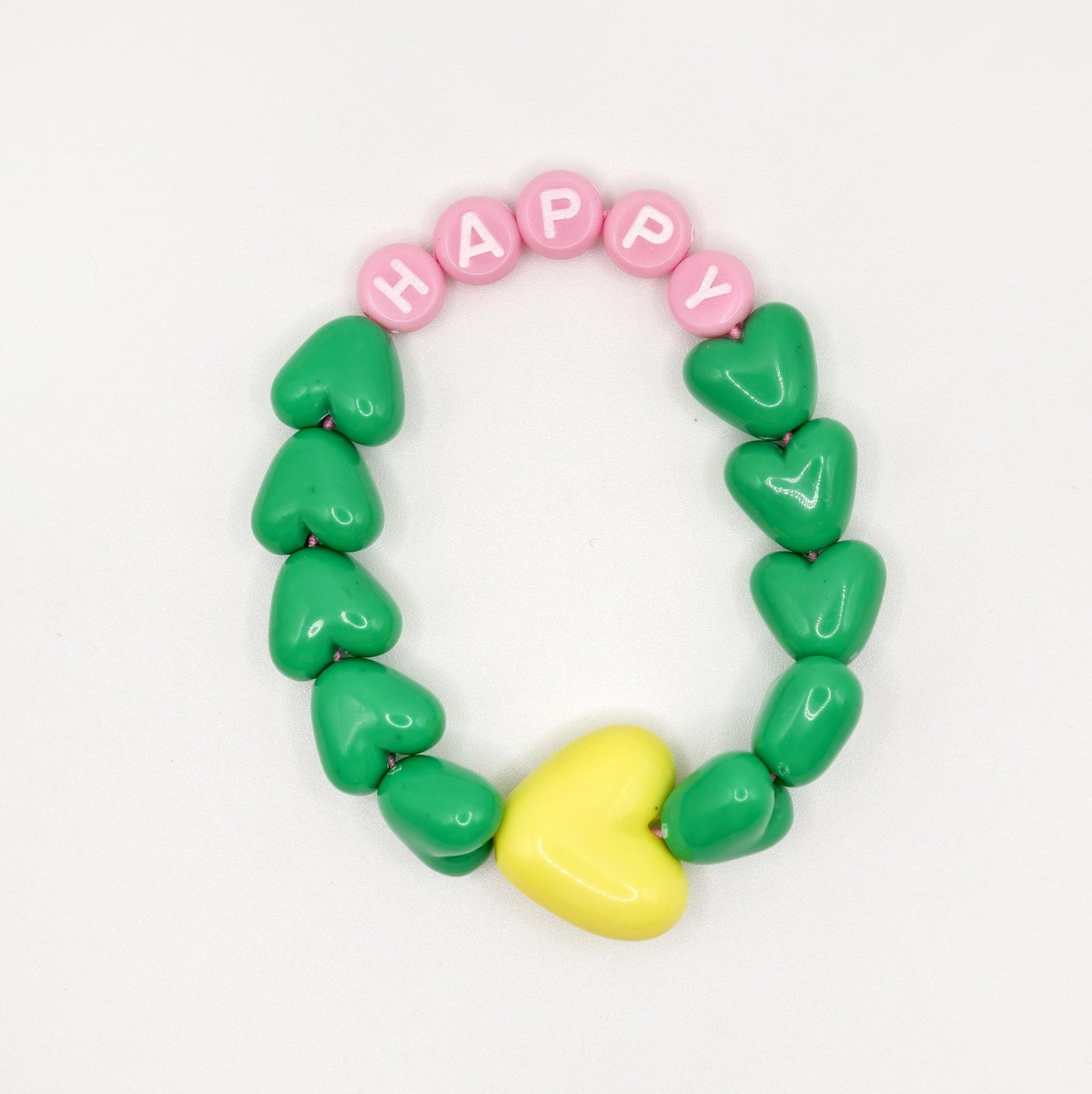 Bracelet GAGA - Vert Flashy, Lait fraise  & Maxi coeur Jaune flashy