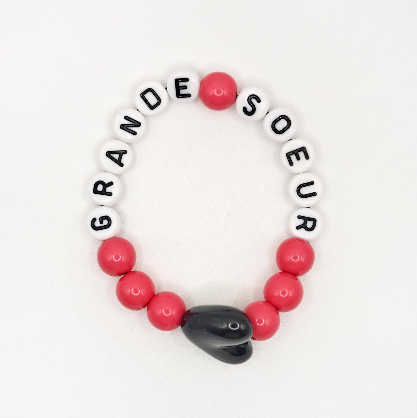 Bracelet GAGA - Fuchsia, Blanc  & Maxi coeur Noir