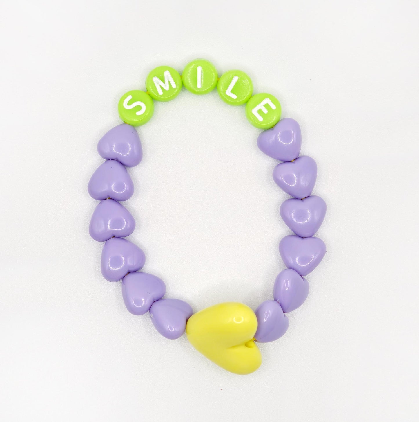 Bracelet GAGA - Lila, Vert acidulé & Maxi coeur Jaune