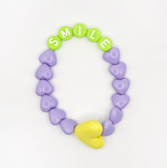 Bracelet GAGA - Lila, Vert acidulé & Maxi coeur Jaune