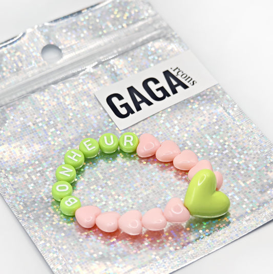 Bracelet GAGA - Candy, Vert acidulé & Maxi coeur Vert