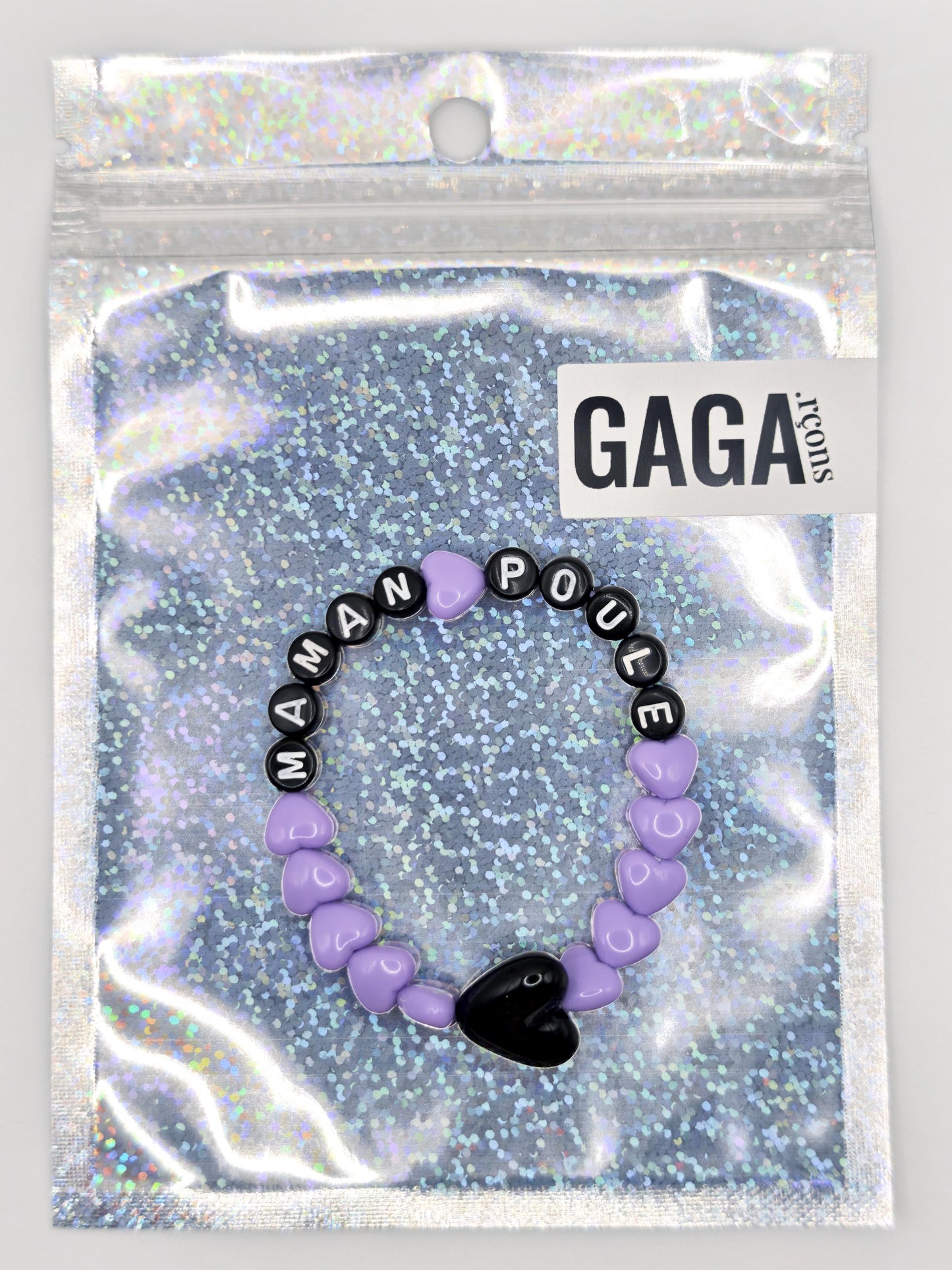 Bracelet GAGA - Lila, Noir & Maxi cœur 🖤