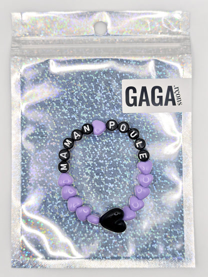 Bracelet GAGA - Lila, Noir & Maxi cœur 🖤