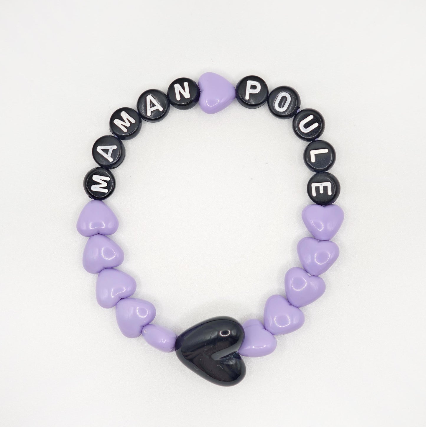 Bracelet GAGA - Lila, Noir & Maxi cœur 🖤