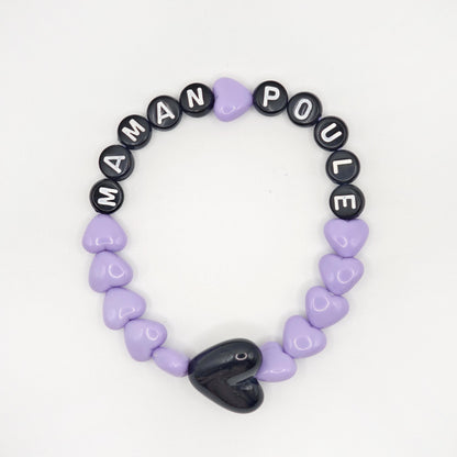 Bracelet GAGA - Lila, Noir & Maxi cœur 🖤