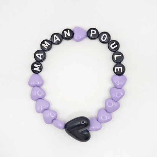 Bracelet GAGA - Lila, Noir & Maxi cœur 🖤