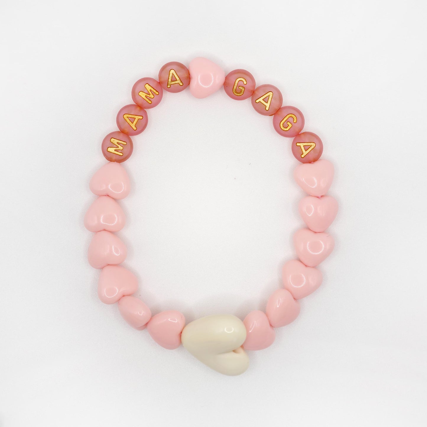 Bracelet GAGA - Candy, Terracotta doré & Maxi coeur Beige