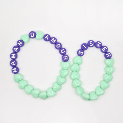Duo de Bracelets - Menthe & Violet (1 adulte + 1 enfant)