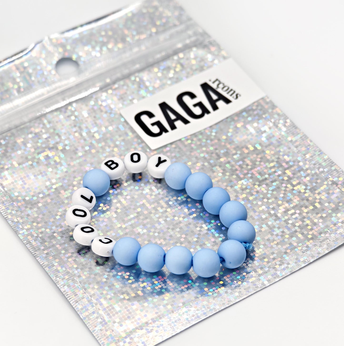 Bracelet GAGA - Bleu ciel mat & Blanc