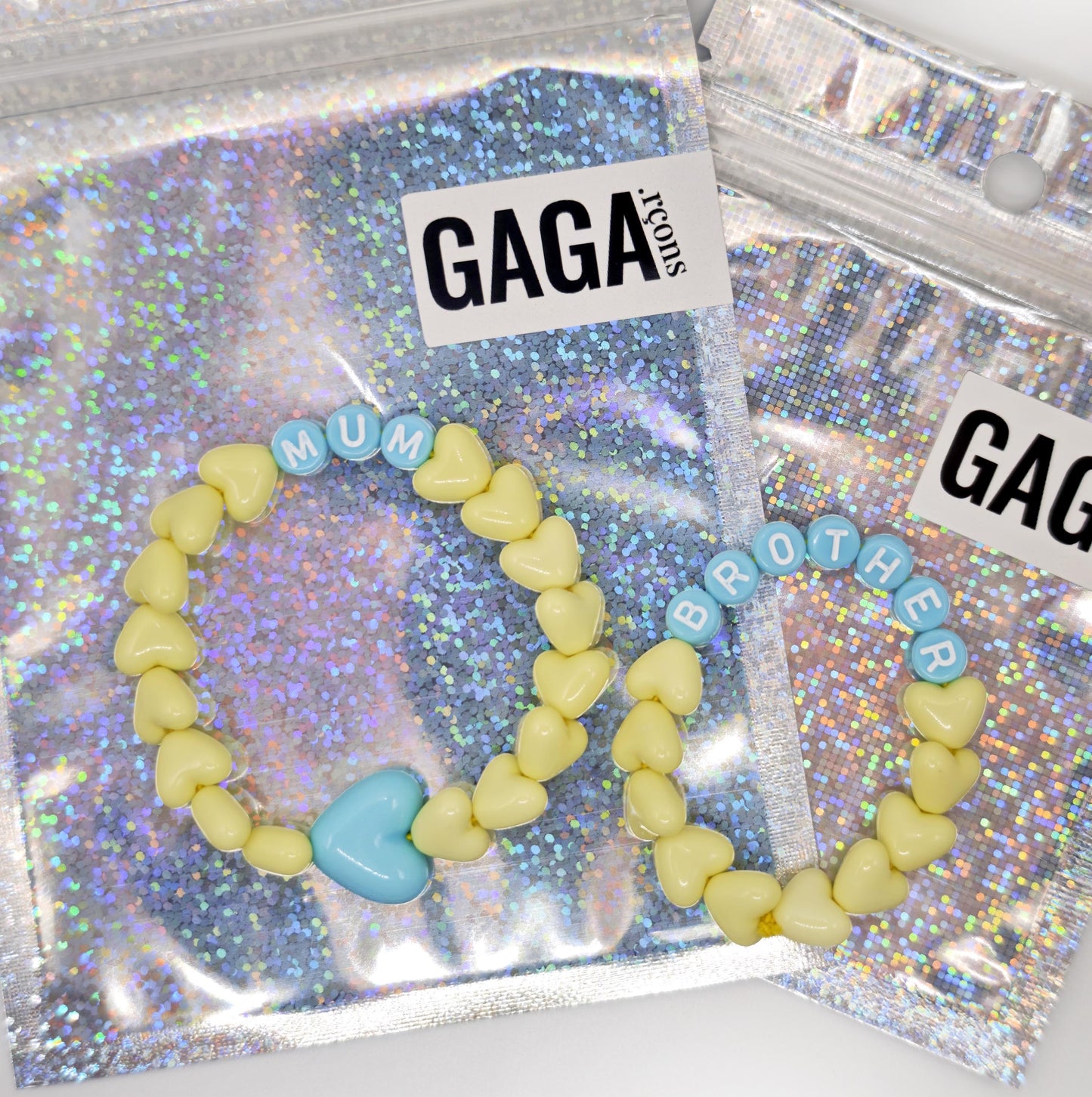 Duo de Bracelets - Citron & Bleu pastel (1 adulte + 1 enfant)