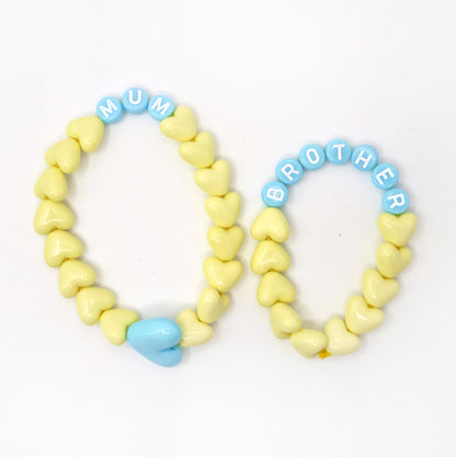 Duo de Bracelets - Citron & Bleu pastel (1 adulte + 1 enfant)