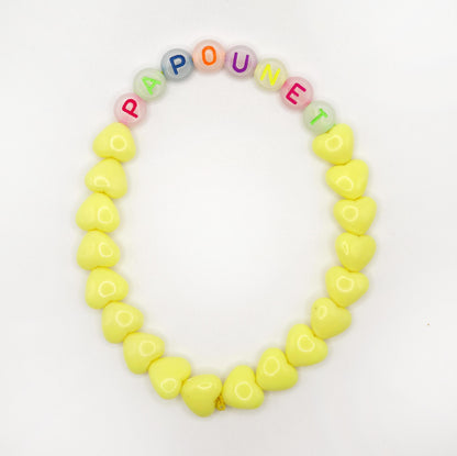Bracelet GAGA Bicolor - Jaune flashy & lettres phosphorescentes (Adulte)