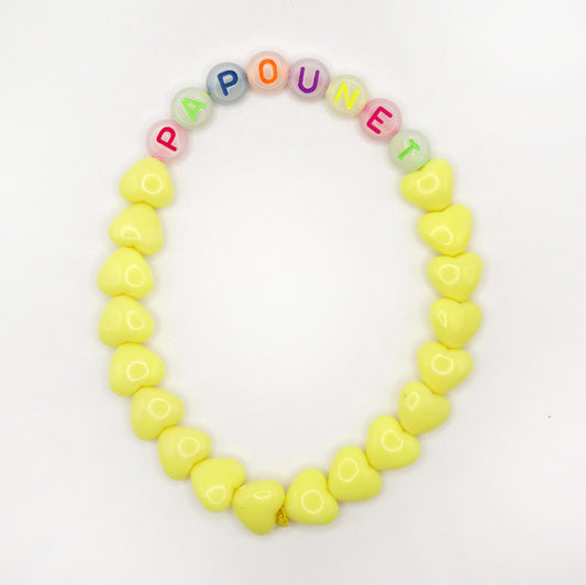 Bracelet GAGA Bicolor - Jaune flashy & lettres phosphorescentes (Adulte)