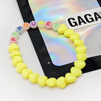 Bracelet GAGA Bicolor - Jaune flashy & lettres phosphorescentes (Adulte)