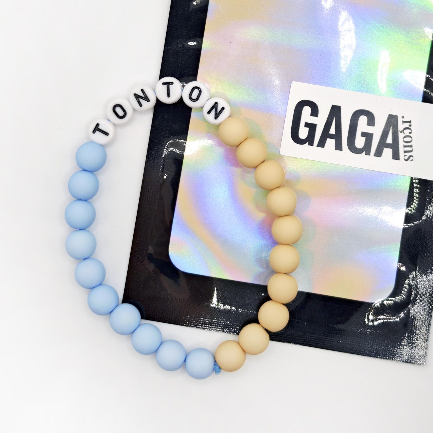 Bracelet GAGA Bicolor - Bleu ciel & Camel (Adulte)