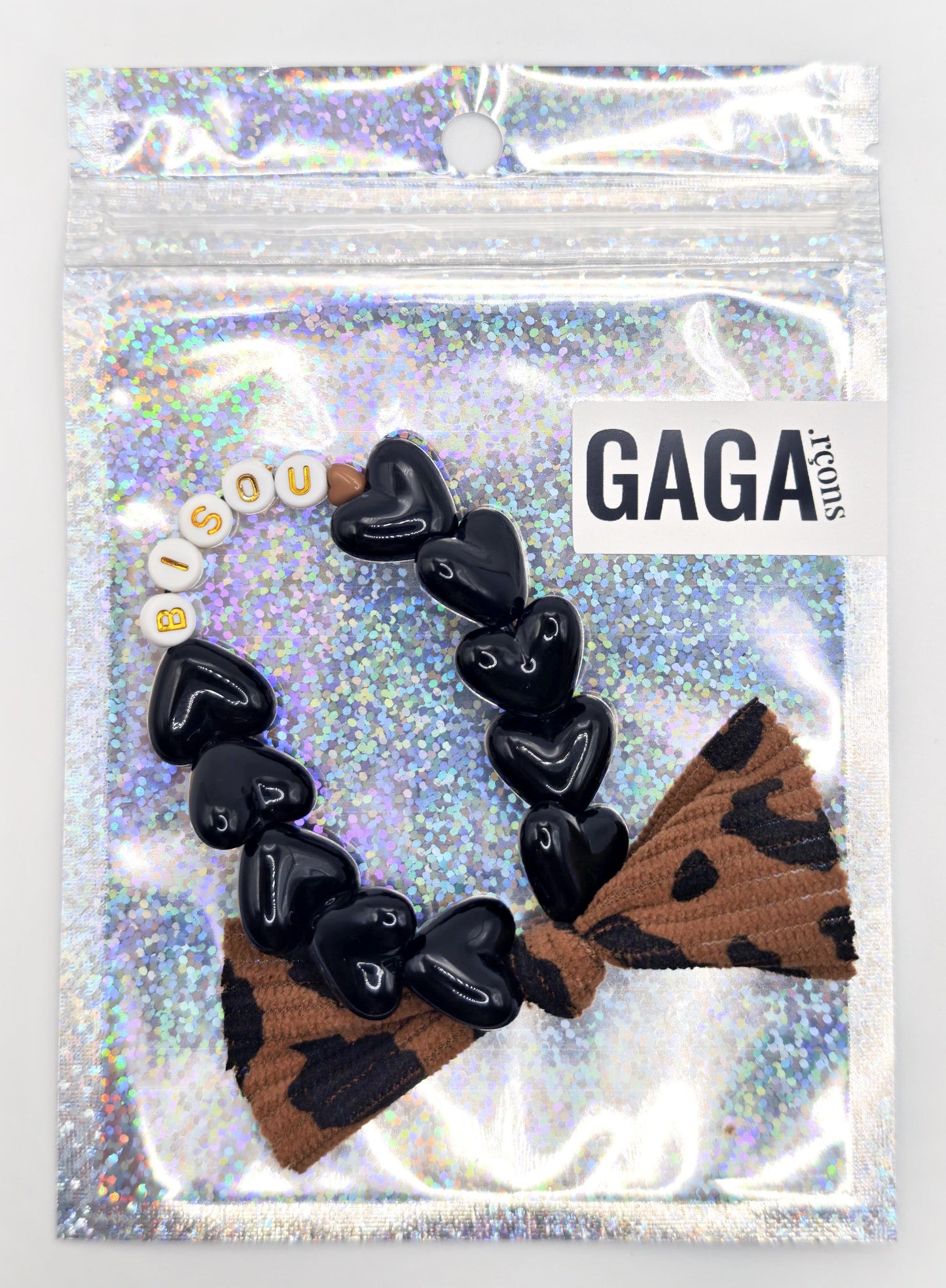 Bracelet GAGA - Noir, Blanc doré, 🤎 & Maxi Noeud Léopard