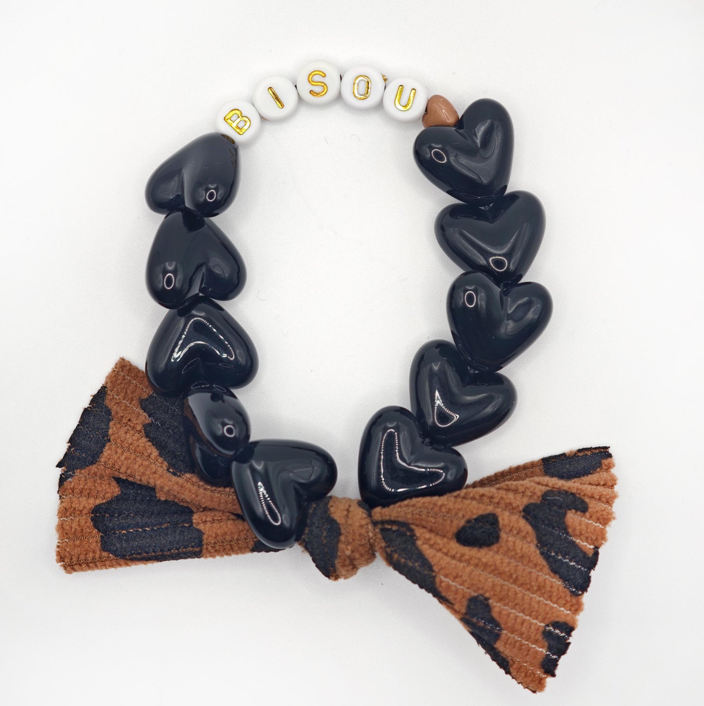 Bracelet GAGA - Noir, Blanc doré, 🤎 & Maxi Noeud Léopard