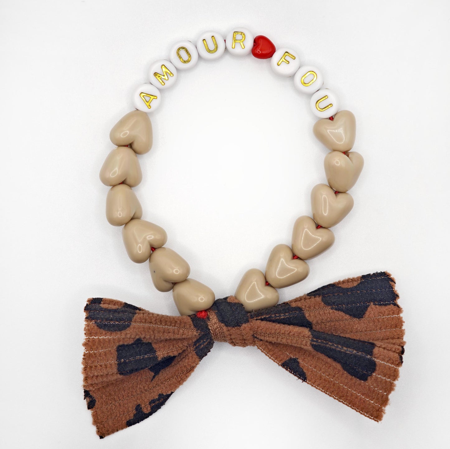 Bracelet GAGA - Café au lait, Blanc Doré, ❤️ & Maxi Noeud Léopard