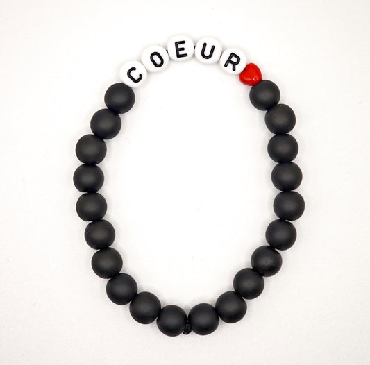 Bracelet GAGA - Noir & Mini coeur ❤️