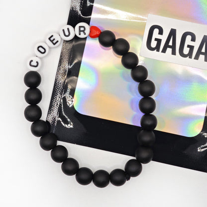 Bracelet GAGA - Noir & Mini coeur ❤️