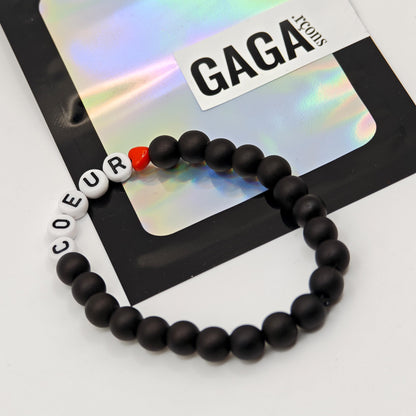 Bracelet GAGA - Noir & Mini coeur ❤️