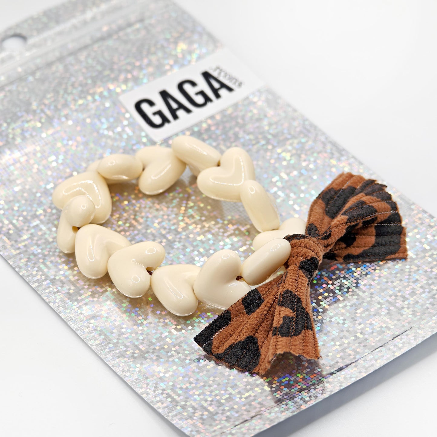 Bracelet GAGA - Only Beige & Maxi Noeud Léopard