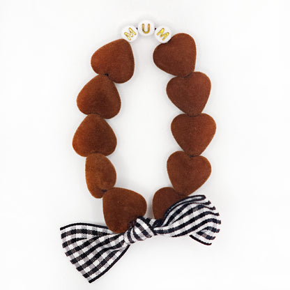 Bracelet GAGA - Maxi velours Marron & Maxi noeud vichy