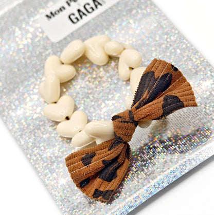 Bracelet GAGA - Only Beige & Maxi Noeud Léopard