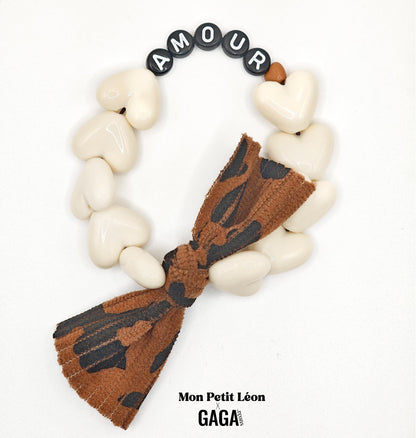 Bracelet GAGA - Beige, Noir, 🤎 & Maxi Noeud Léopard