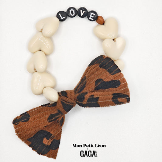 Bracelet GAGA - Beige, Noir, 🤎 & Maxi Noeud Léopard