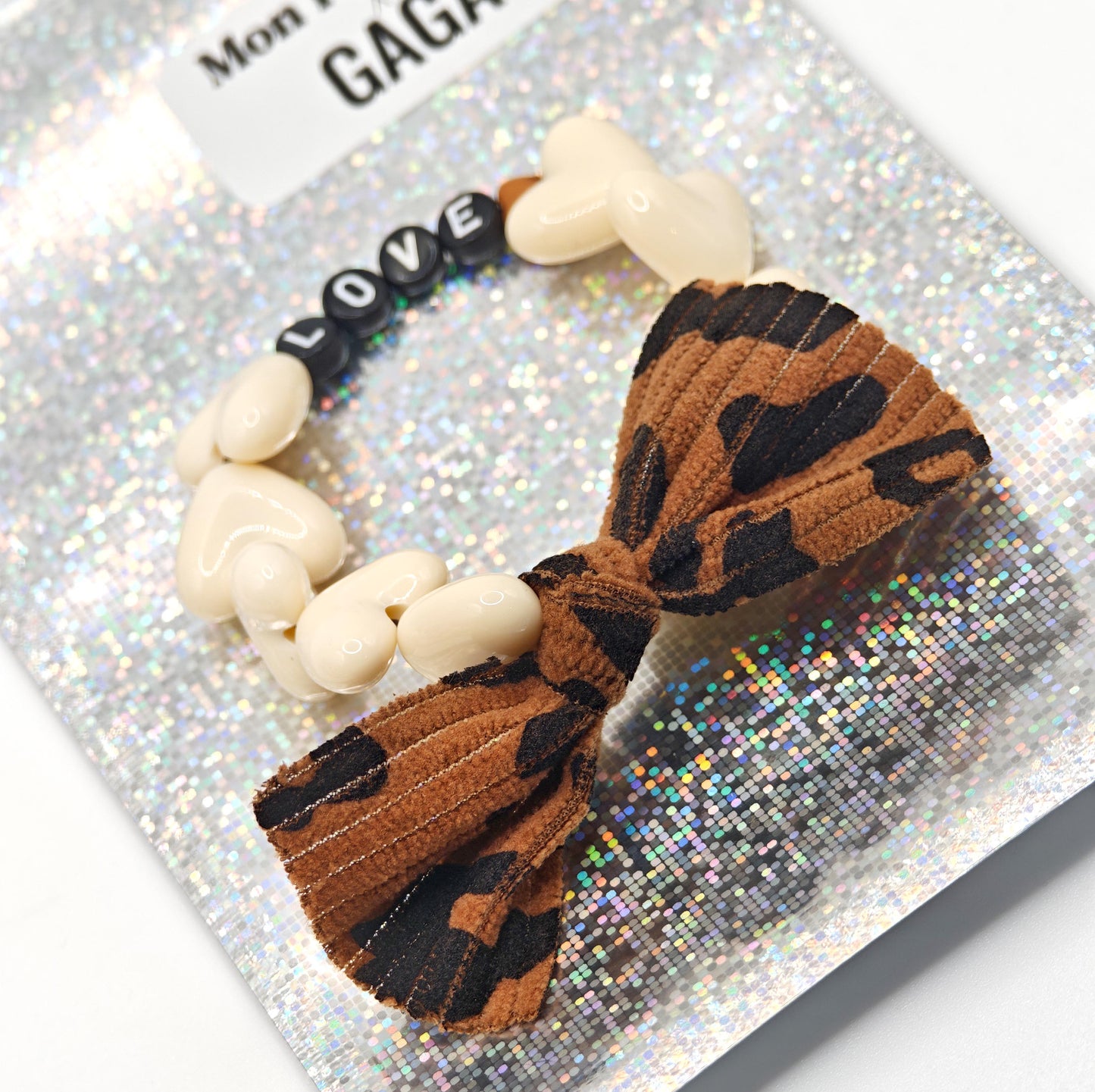 Bracelet GAGA - Beige, Noir, 🤎 & Maxi Noeud Léopard