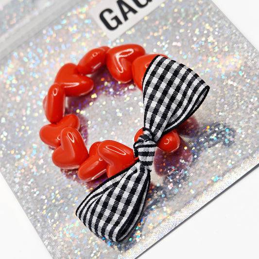 Bracelet GAGA - Only Rouge & Maxi Noeud Vichy