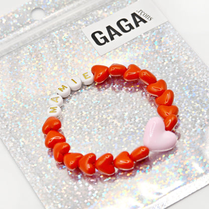 Bracelet GAGA - Rouge, Blanc doré & Maxi Rose