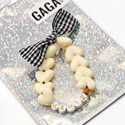 Bracelet GAGA - Maxi Beige, Blanc doré & Maxi noeud vichy