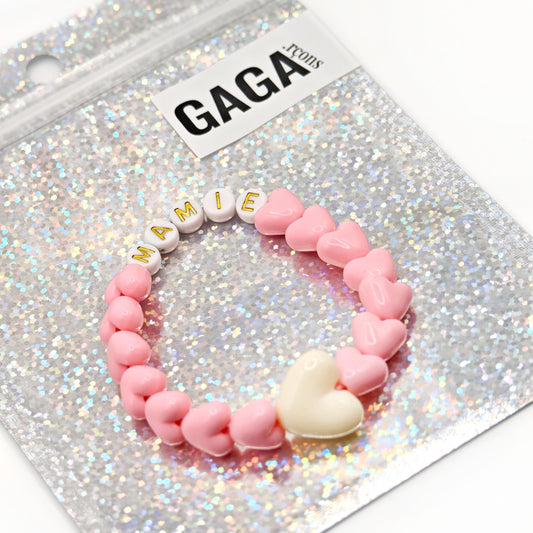 Bracelet GAGA - Rose Bonbon, Blanc doré & Maxi Beige
