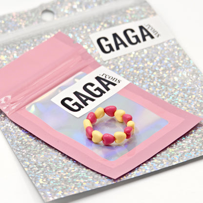 Bague GAGA 💗💛 Fuchsia & Jaune pastel 💛💗