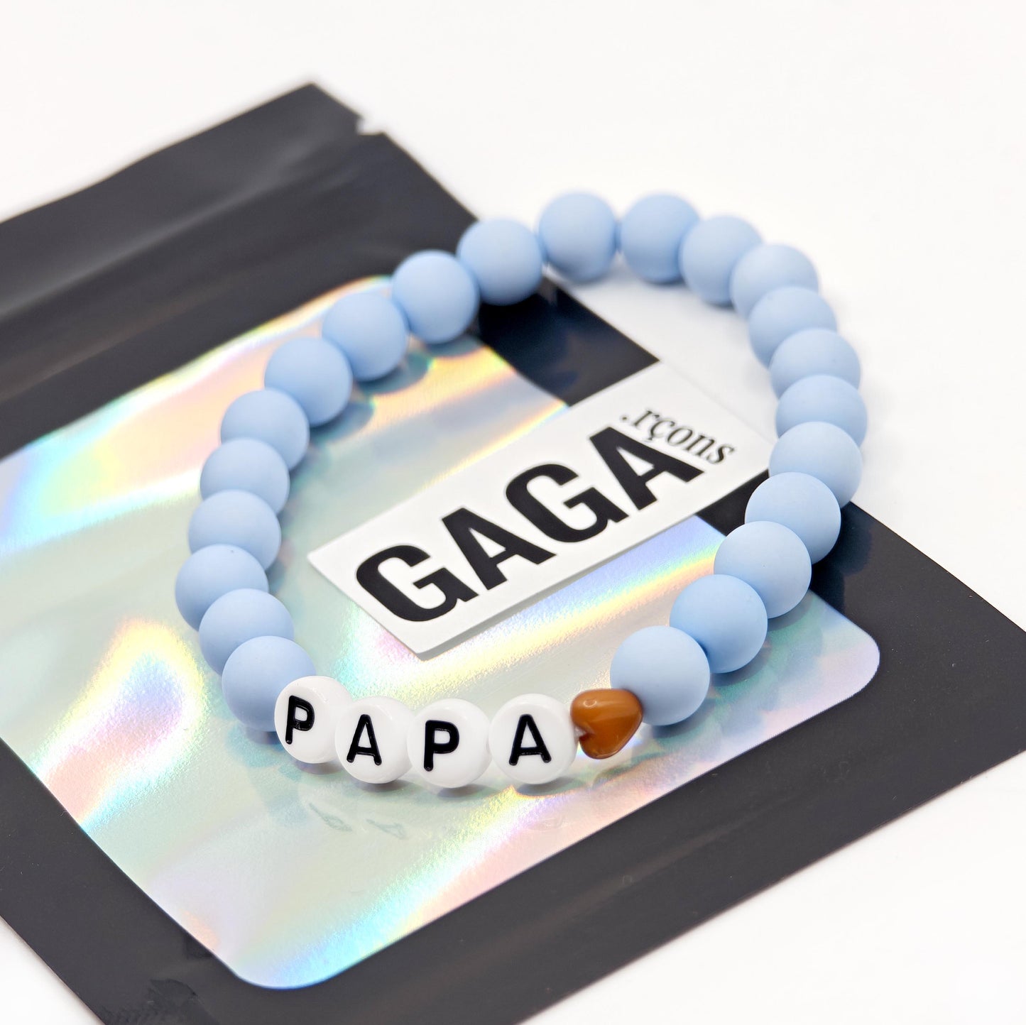 Bracelet GAGA - Bleu ciel, blanc & Mini 🤎