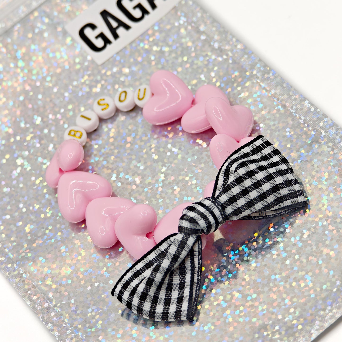 Bracelet GAGA - Maxi Rose pastel & Noeud vichy