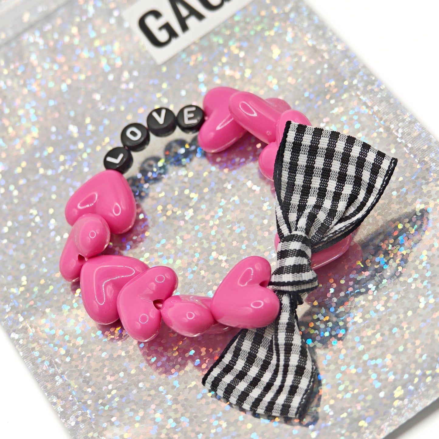 Bracelet GAGA - Maxi Fuchsia, noir & Noeud vichy