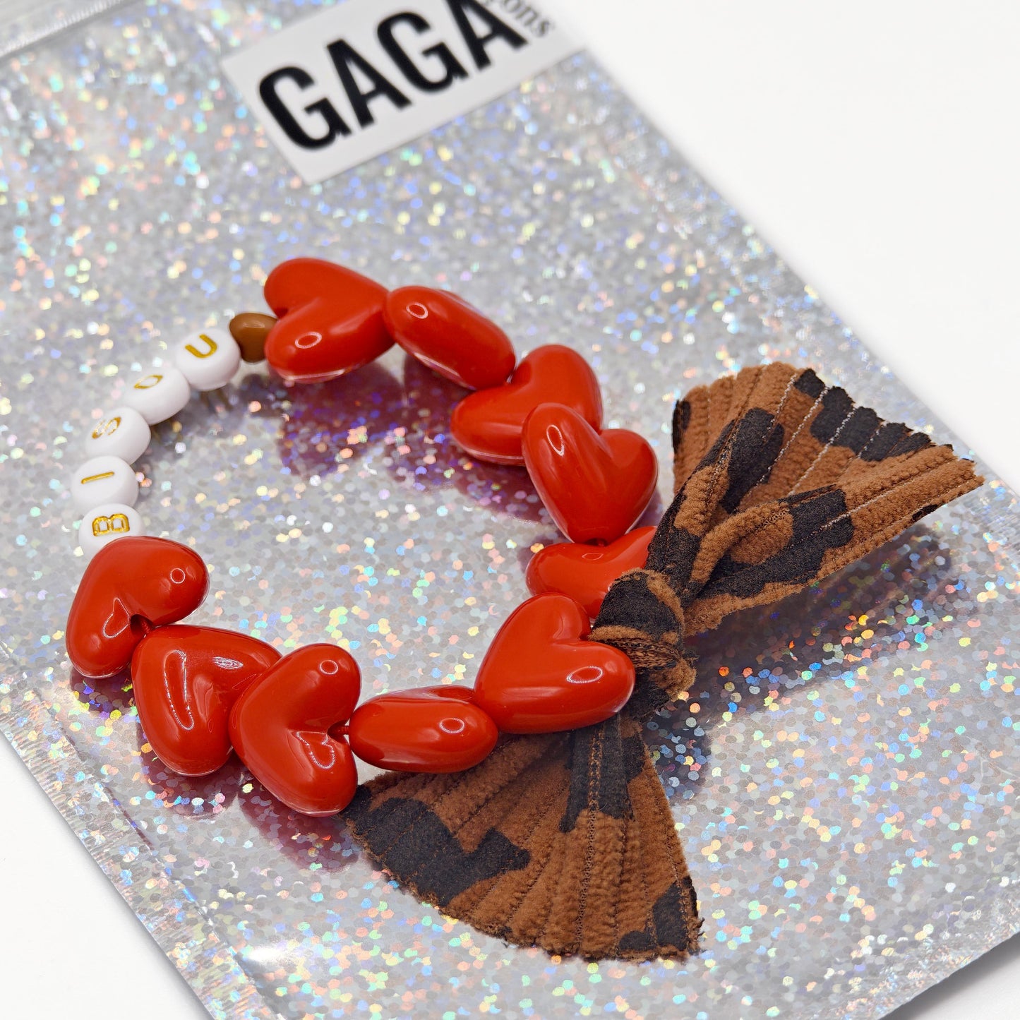 Bracelet GAGA - Rouge 🤎 & Noeud Léopard