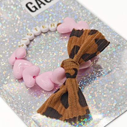 Bracelet GAGA - Maxi Rose pastel 🤎 & Noeud Léopard