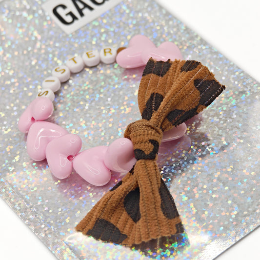 Bracelet GAGA - Maxi Rose pastel 🤎 & Noeud Léopard