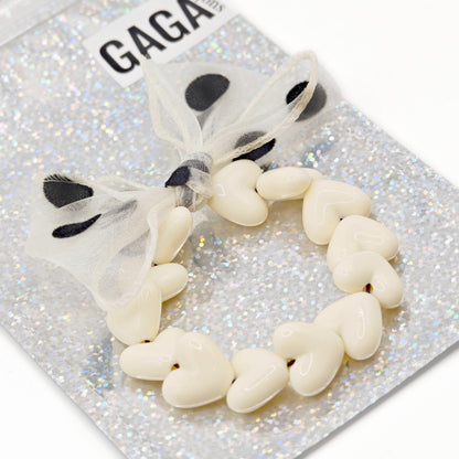 Bracelet GAGA - Only Beige & Maxi noeud Beige à Pois