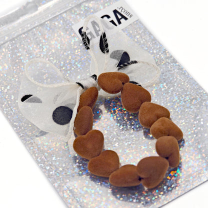 Bracelet GAGA - Only Velours Marron & Maxi noeud Beige à Pois