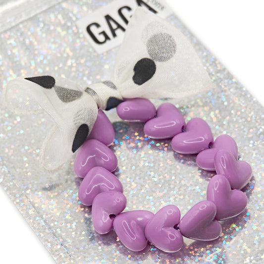 Bracelet GAGA - Only Violet & Maxi noeud Beige à Pois