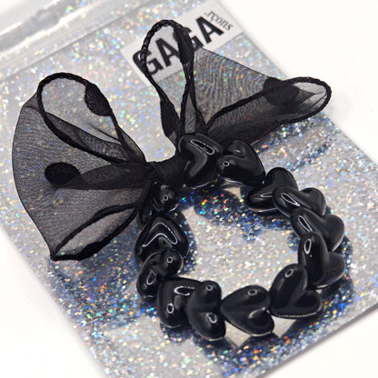 Bracelet GAGA - Only Noir & Maxi noeud Noir à Pois